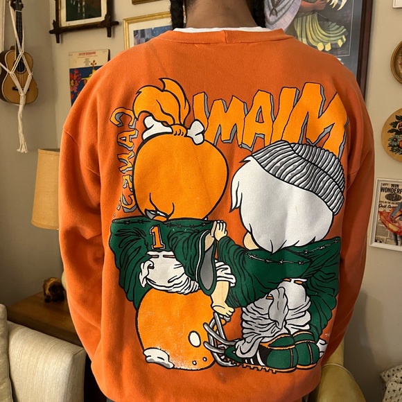 Vintage 1992 University of Miami Canes Flintstones Pullover - Picture 3 of 6